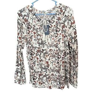 Lucky Brand Shirt Top Womens XS Floral Long Sleeve Peasant